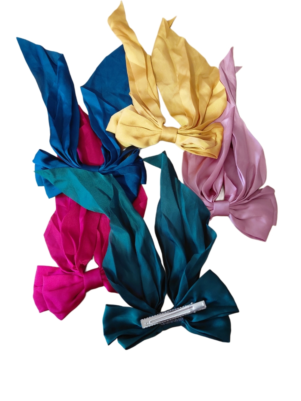 Silk-Look Bow Hair Clips - Assorted Colors